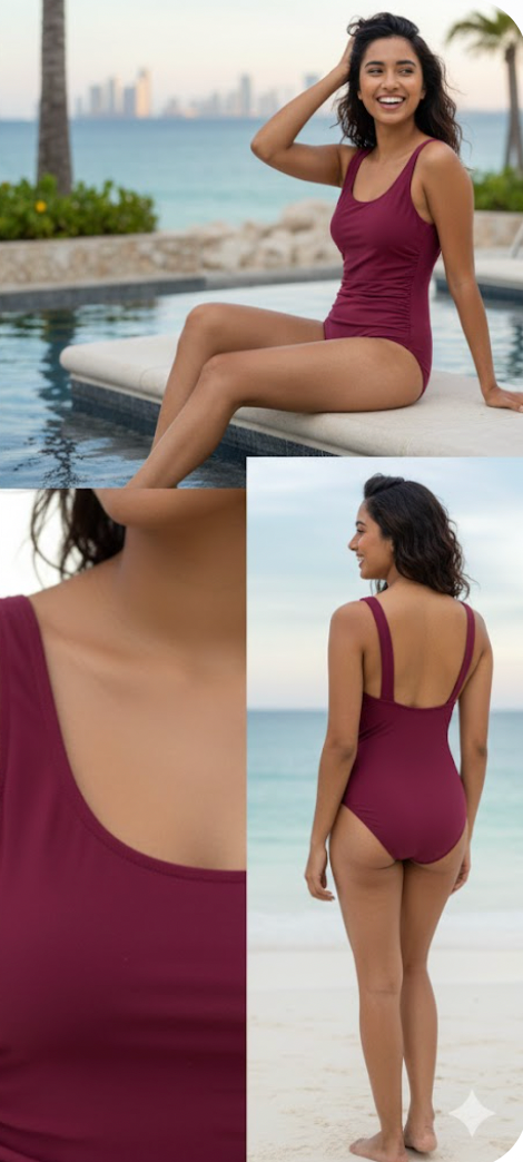 Burgundy Classic One-Piece Swimsuit